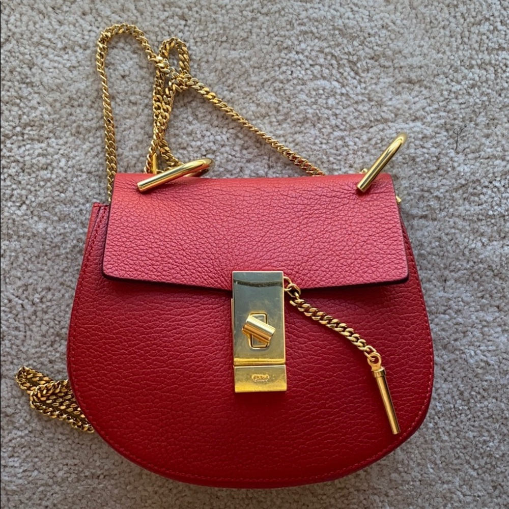 Chloe Drew Crossbody Bag Leather Mini Red